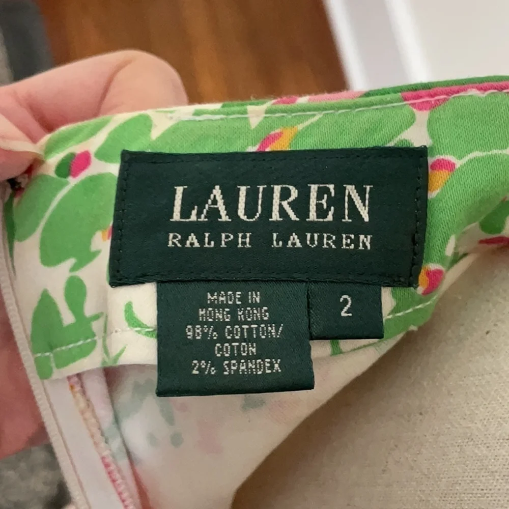 Ralph Lauren Pink and Green Floral Skirt Sz 2
